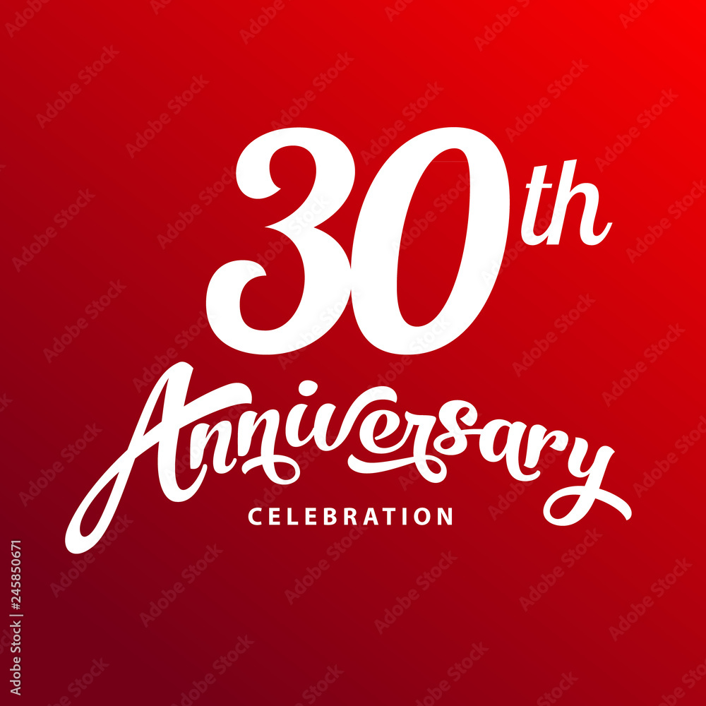 30th anniversary cool flat design elements for greeting card or invitation on birthday, wedding or business event