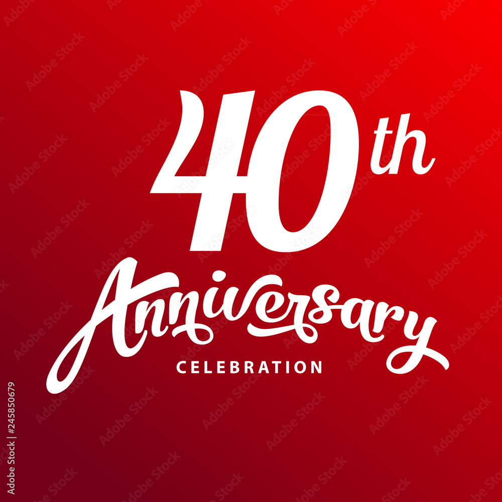 40th anniversary cool flat design elements for greeting card or invitation on birthday, wedding or business event