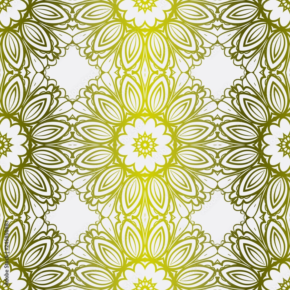 Seamless Floral Ornament. For Print, Tablecloth, Fabric. Vector illustration. Gold color Seamless Floral Ornament. For Print, Tablecloth, Fabric. Vector illustration. Gold color