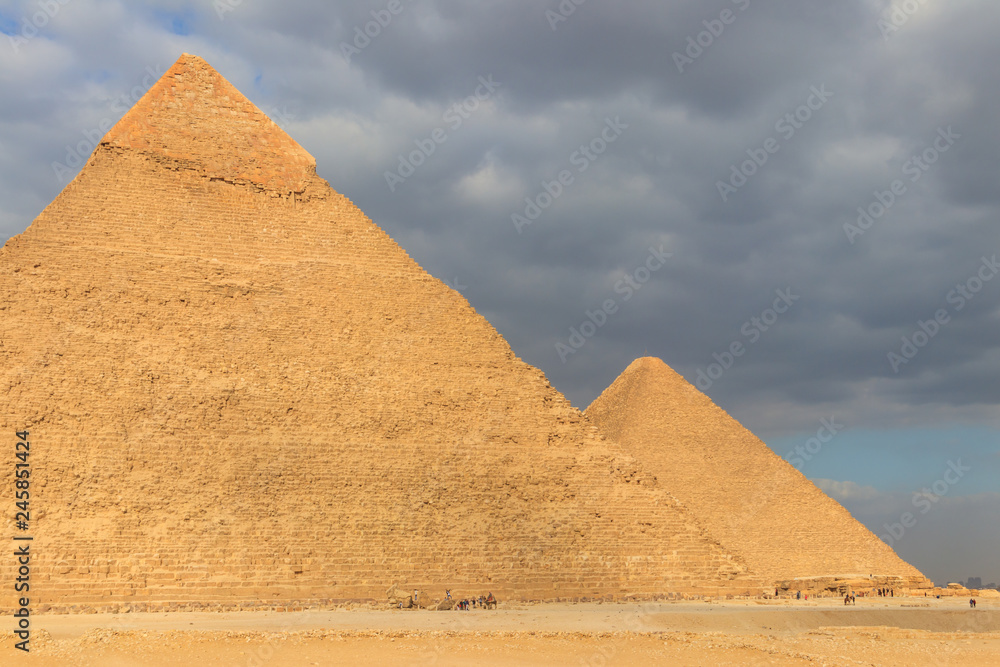 Giza pyramid complex on the Giza Plateau, on the outskirts of Cairo, Egypt Giza pyramid complex on the Giza Plateau, on the outskirts of Cairo, Egypt