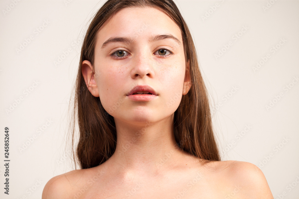 Portrait of a young teen girl without makeup Portrait of a young teen girl without makeup