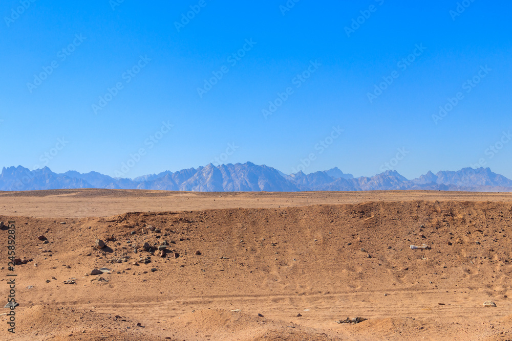 View of Arabian desert and mountain range Red Sea Hills in Egypt View of Arabian desert and mountain range Red Sea Hills in Egypt