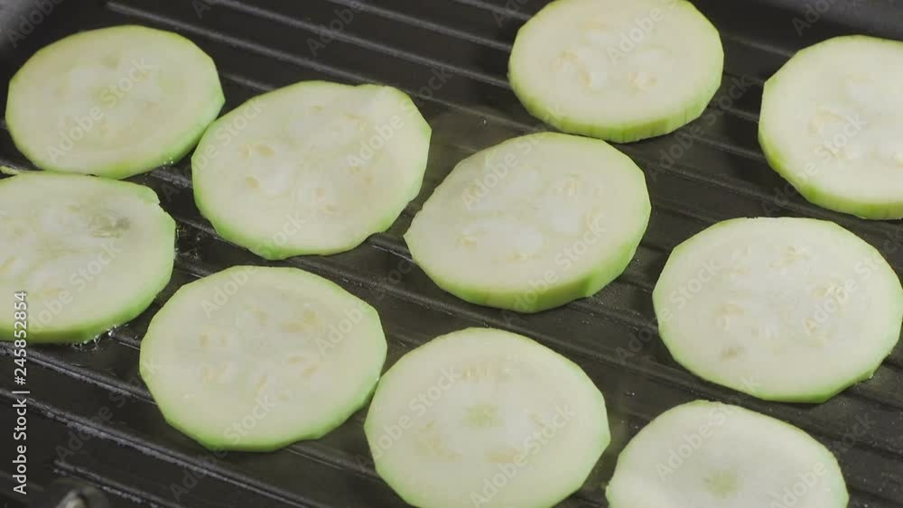 Zucchini sliced fried in a grill pan Zucchini sliced fried in a grill pan