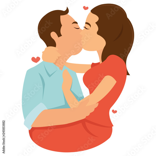 Romantic couple kissing in valentine day