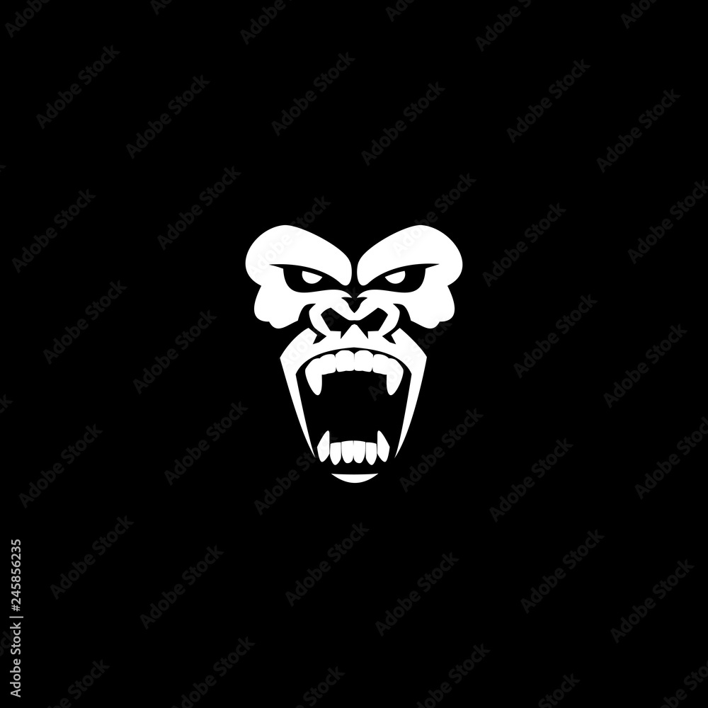 Naklejka premium Logo ryk goryla - wściekła małpa