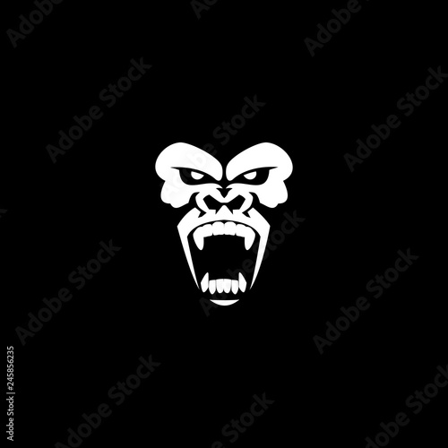 Gorilla roar logo - angry monkey