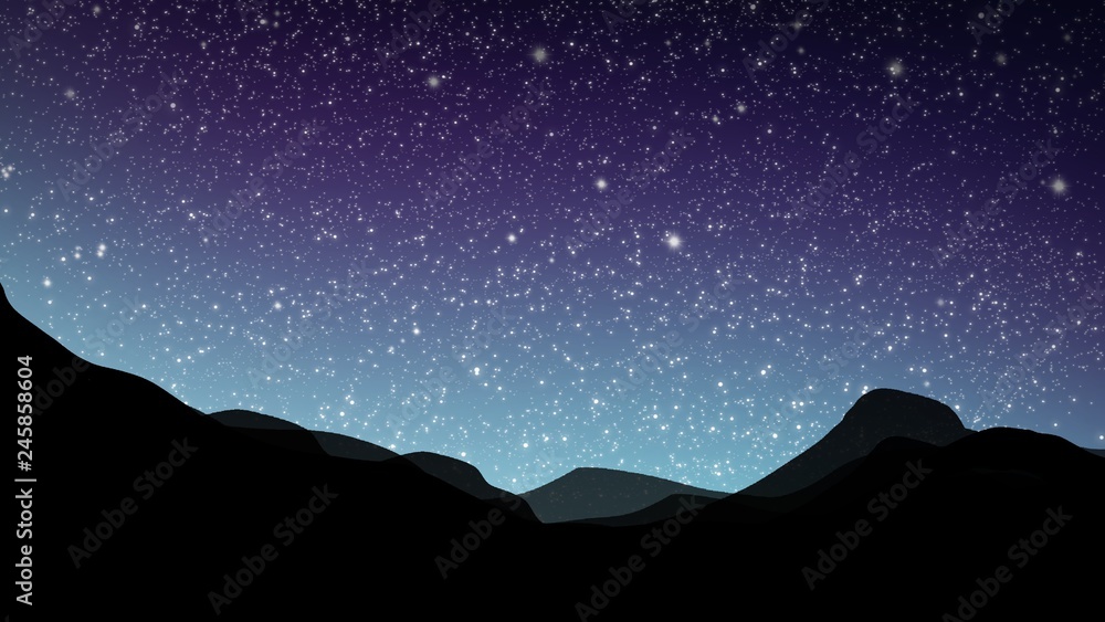 sky with star beautiful landscape illustration