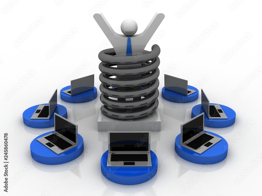 Obraz premium 3d rendering Computer business network