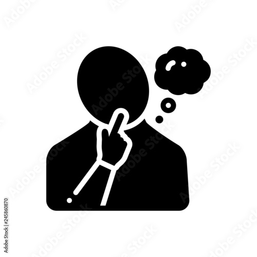 Black solid icon for thoughtful