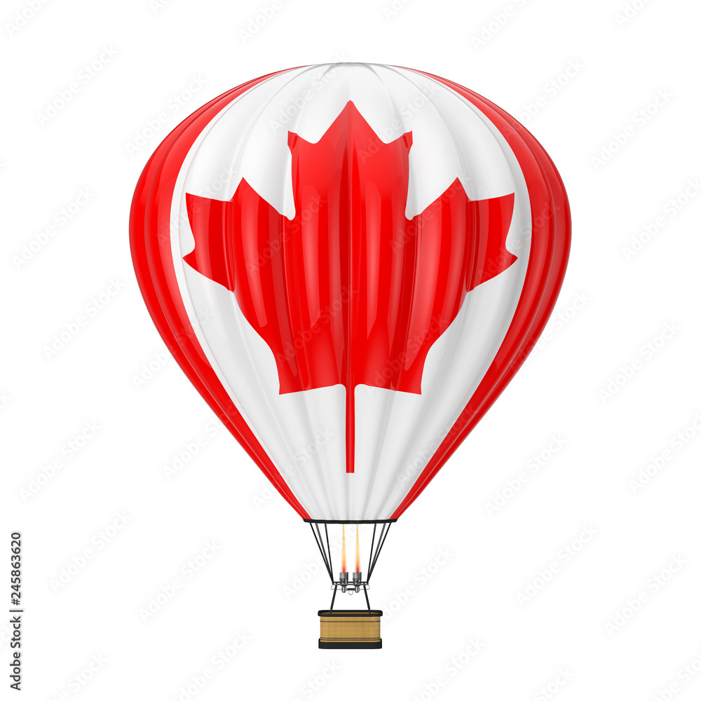 Naklejka premium Hot Air Balloon with Flag of Canada. 3d Rendering