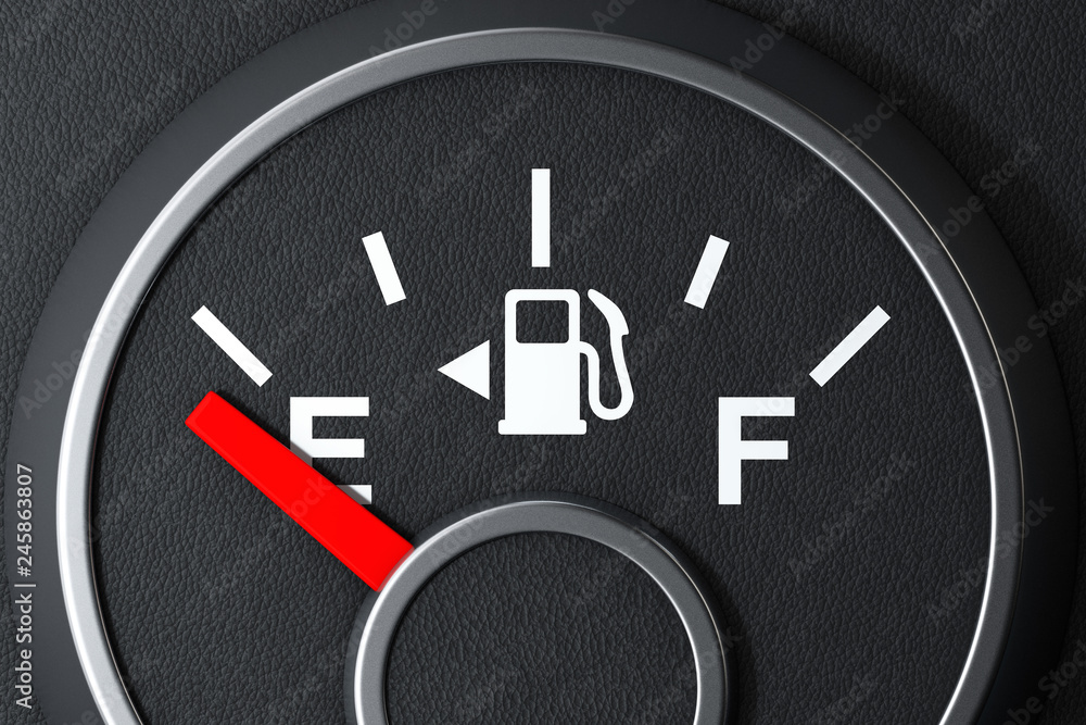 Naklejka premium Fuel Dashboard Gauge Showing a Empty Tank. 3d Rendering