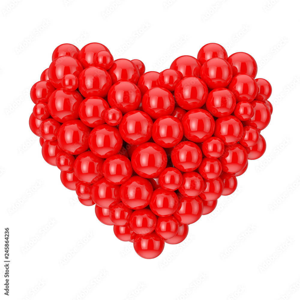 Many Red Spheres in Shape of Love Heart Symbol. 3d Rendering Many Red Spheres in Shape of Love Heart Symbol. 3d Rendering