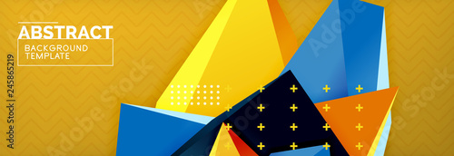3d triangular shapes geometric background. Origami style pattern with triange shapes for decorative design. Poster design. Line design. Modern presentation template
