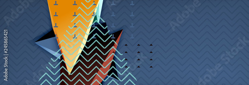 3d triangular shapes geometric background. Origami style pattern with triange shapes for decorative design. Poster design. Line design. Modern presentation template
