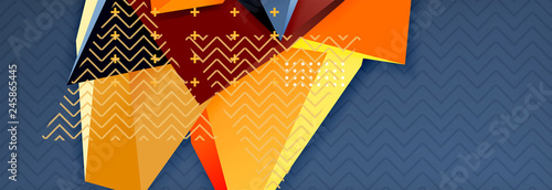 3d triangular shapes geometric background. Origami style pattern with triange shapes for decorative design. Poster design. Line design. Modern presentation template