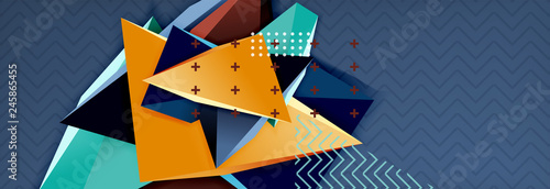 3d triangular shapes geometric background. Origami style pattern with triange shapes for decorative design. Poster design. Line design. Modern presentation template