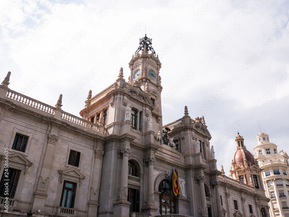 palace on the Piazza del Ayuntamiento in Valencia, Spain