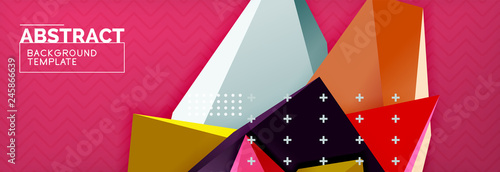 3d triangular shapes geometric background. Origami style pattern with triange shapes for decorative design. Poster design. Line design. Modern presentation template