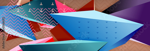3d triangular shapes geometric background. Origami style pattern with triange shapes for decorative design. Poster design. Line design. Modern presentation template