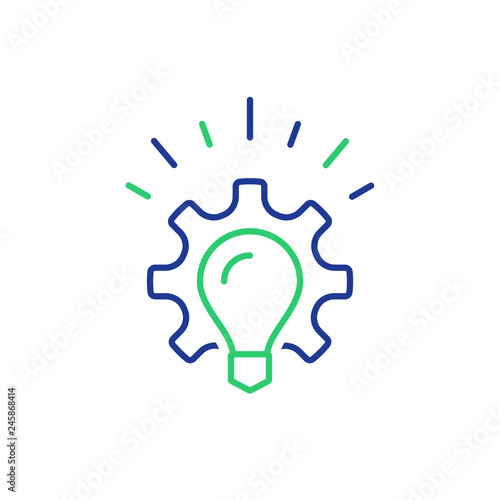 Idea light bulb and cogwheel, new technology, innovation concept, smart solution