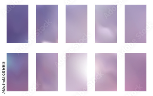 Abstract gradient mesh backgrounds. Vector purple, pink and blue smooth banners templates. Easy editable trendy soft colored vector illustration.