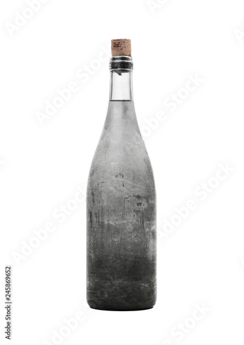 Old bottle of wine, covered in dust