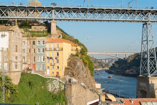 View from the famous Dom Luis I Bridge to the Ponte Maria Pia in the Douro valley