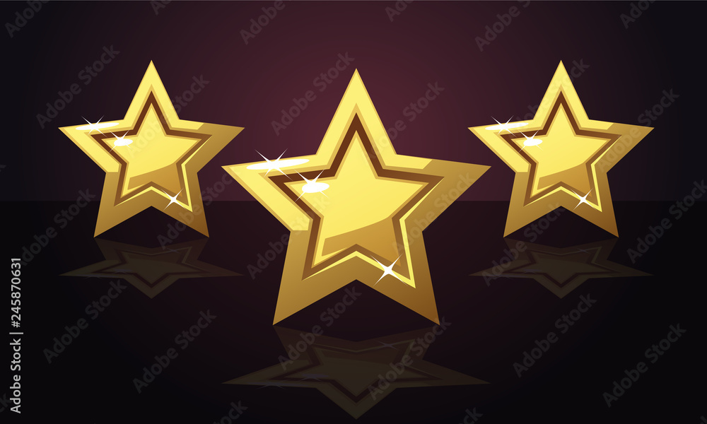 Golden three star icon rating isolated. Vector illustration part 1 Golden three star icon rating isolated. Vector illustration part 1
