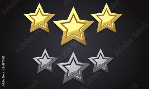 Golden three star icon rating isolated. Vector illustration part 2