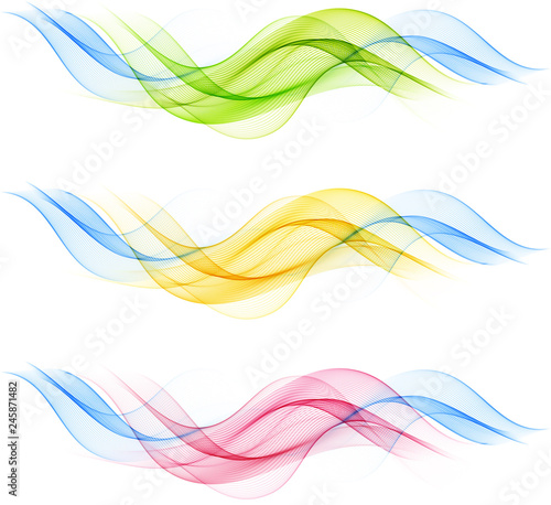 Abstract color waves on white background