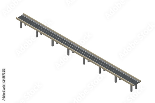 Road on supports. Isolated on white background. 3d Vector illustration.
