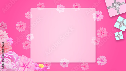 ギフトボックスと花の背景 (誕生日、バレンタインデー、母の日 、クリスマス) © krarte
