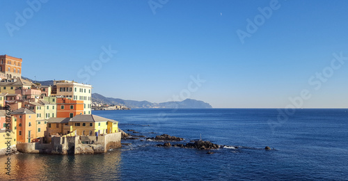 Colorful houses seafront in Boccadasse, Genoa, Liguria, Italy