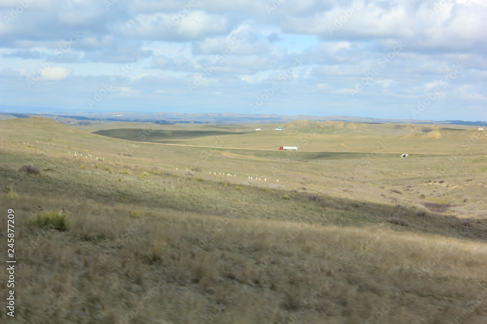 Obraz premium blue sky and clouds over prarie