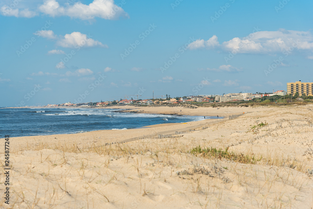 Beach and coastal dunes between Esphino and the village Granja in the north of Portugal