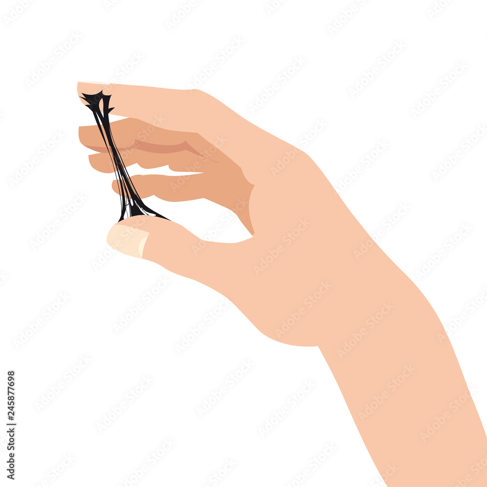 Sticky slime, reaching for stuck by the hand between fingers, white banner template. Glue Jelly The substance is sticky, tension, elasticity. Popular children s sensory toy vector illustration Sticky slime, reaching for stuck by the hand between fingers, white banner template. Glue Jelly The substance is sticky, tension, elasticity. Popular children s sensory toy vector illustration