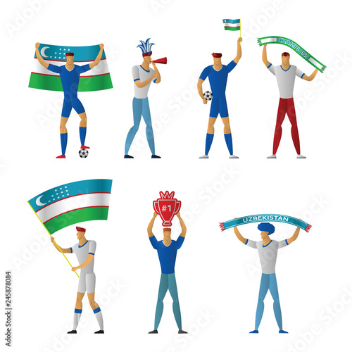 Uzbekistan football fans Cheerful soccer