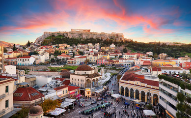 Papier peint photo Athènes Monastiraki et Acropole antique d'Athènes  © TTstudio
