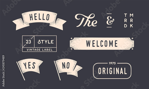 Set of vintage graphic. Design elements, linear drawing