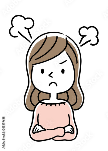 若い女性：怒る、怒り
