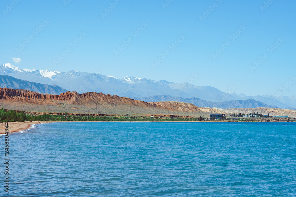 Fototapeta premium sea surface summer wave background. Natural tropical water Paradise. Cube nature relax.