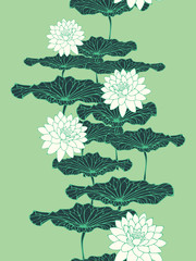 Sierkussen Pistachekleur Verticaal patroon met lotusbloemen  © L.Dep