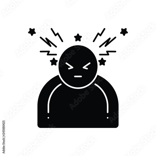 Black solid icon for headache  