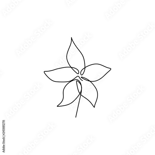 Continuous line art drawing of minimal flower hand drawn vector illustration single one design