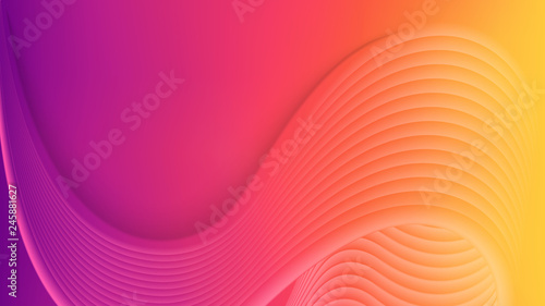 Horizontal vertical abstract color background with wavy blurred shapes. Wallpaper template is vibrant orange to purple gradient. Vector illustration.