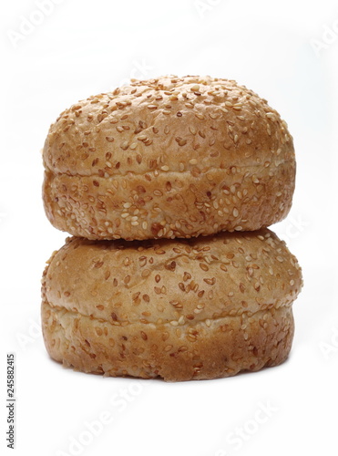 Burger buns with sesame isolated on white background