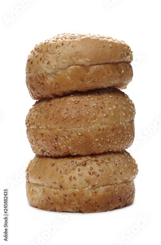 Burger buns with sesame isolated on white background