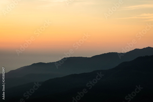 colorful of mountain scape at dawn, Mon Long, Mae Rim, Chiang Mai, Thailand