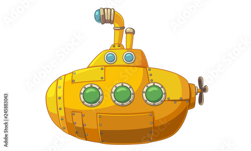 Vector illustration of cute yellow submarine
