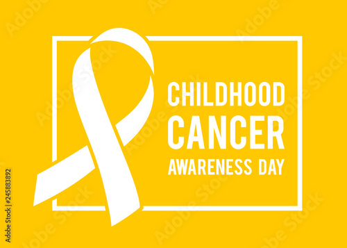 Background with stylized yellow ribbon. World childhood cancer awareness symbol, vector illustration.